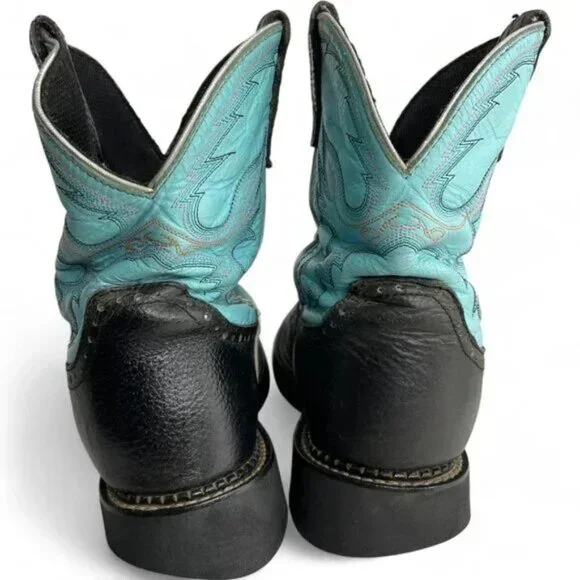 Justin Gypsy Leather Turquoise Blue Western Cowgirl Shorty Roper Boots 8.5 B - Picture 8 of 12